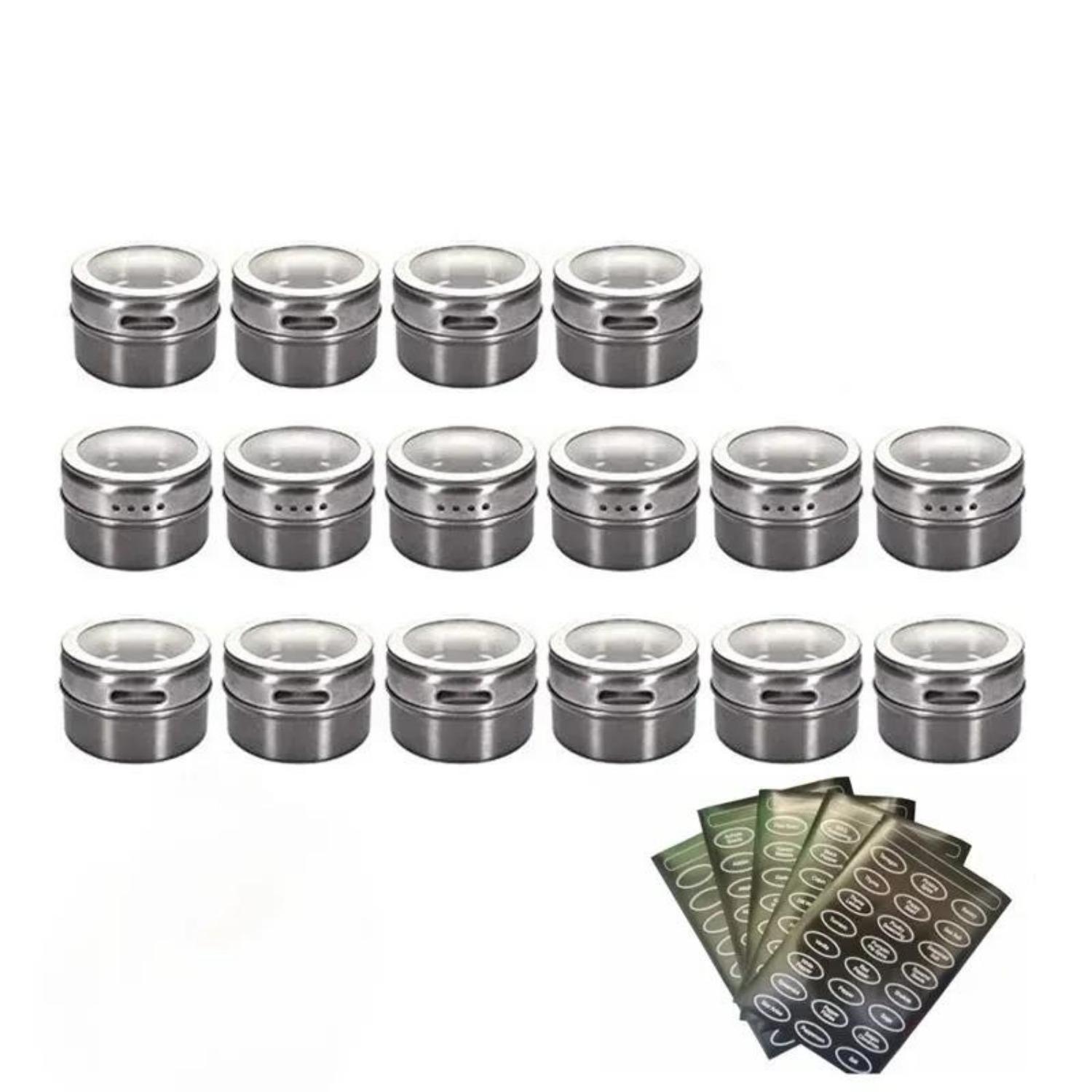 

Magnetic Spice Jars Container Set with Labels Stickers Pen Seasoning Bottle Pepper Storage Favor of Elefants CondimentDispenser 16pcs
