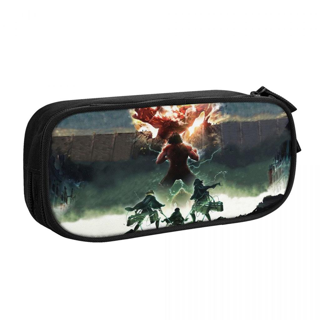 Attack On Titan AOT Pencil Case Shingeki No Kyojin Pencilcases Pen for Student Large Storage Bags Students Zipper Stationery