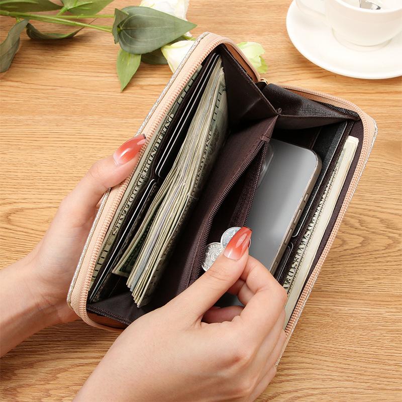 Long Women's Zipper Wallet with Multiple Card Slots, Hand-held Bag, Large Capacity Coin Purse That Can Hold Mobile Phones