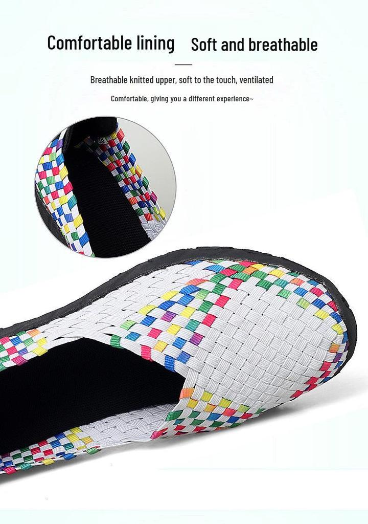 Damen Sandalen Frühling/Sommer Atmungsaktiv Gewebt - Handgemacht, Bequem, Modisches Flaches Design