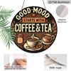 2D Flat, 1 pc Vintage Coffee & Tea Aluminum Sign - Good Mood Decorative Round Metal Plaque, Ideal for Coffee Enthusiasts, Retro Home & Outdoor Decor