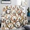 1PC Retro Pet Puppy Print Flannel Blanket, High Quality All Seasons, Home Decor, Warmth and Comfort, Perfect for Christmas Gifts