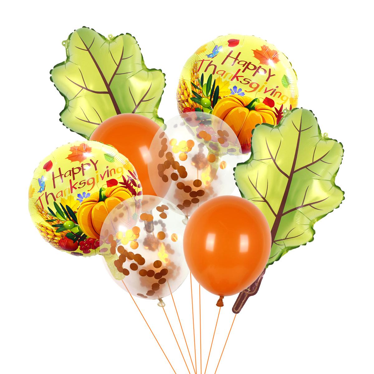 

Harvest Season Thanksgiving Party Balloon Set Maple Leaf Pine Cones Pumpkin Aluminum Film Balloon Carnival Venue Decoration Set 17