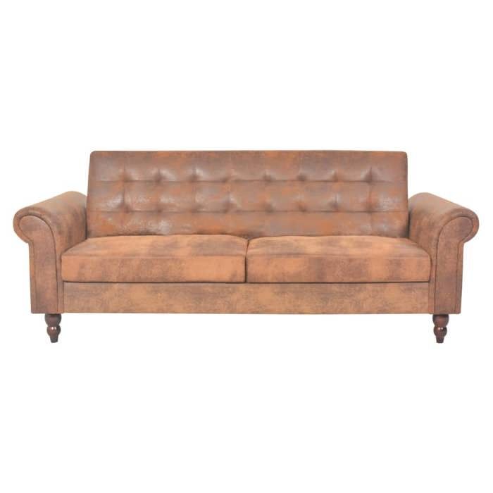 VidaXL Canapé à 2 places convertible accoudoir daim synthétique marron 245584
