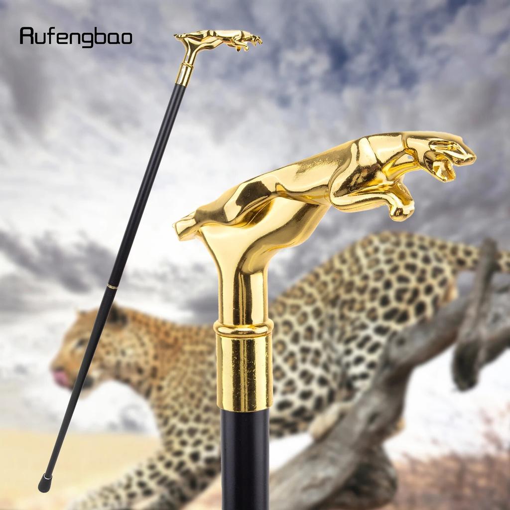 Gold Luxury Leopard Handle Fashion Walking Stick for Party Decorative Walking Cane Elegant Crosier Knob Walking Stick 93cm