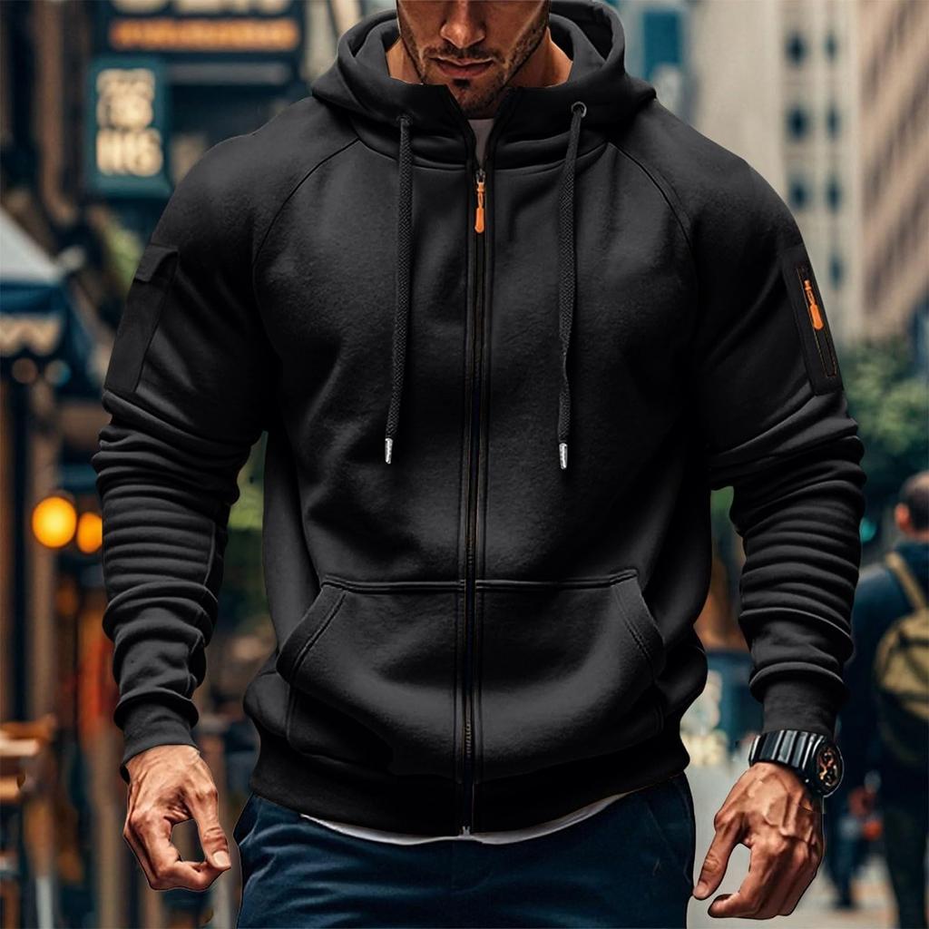 Men Athletic Workout Jacket Fashion Sweatshirt Pockets Fall Fashion Oversized Hoodies