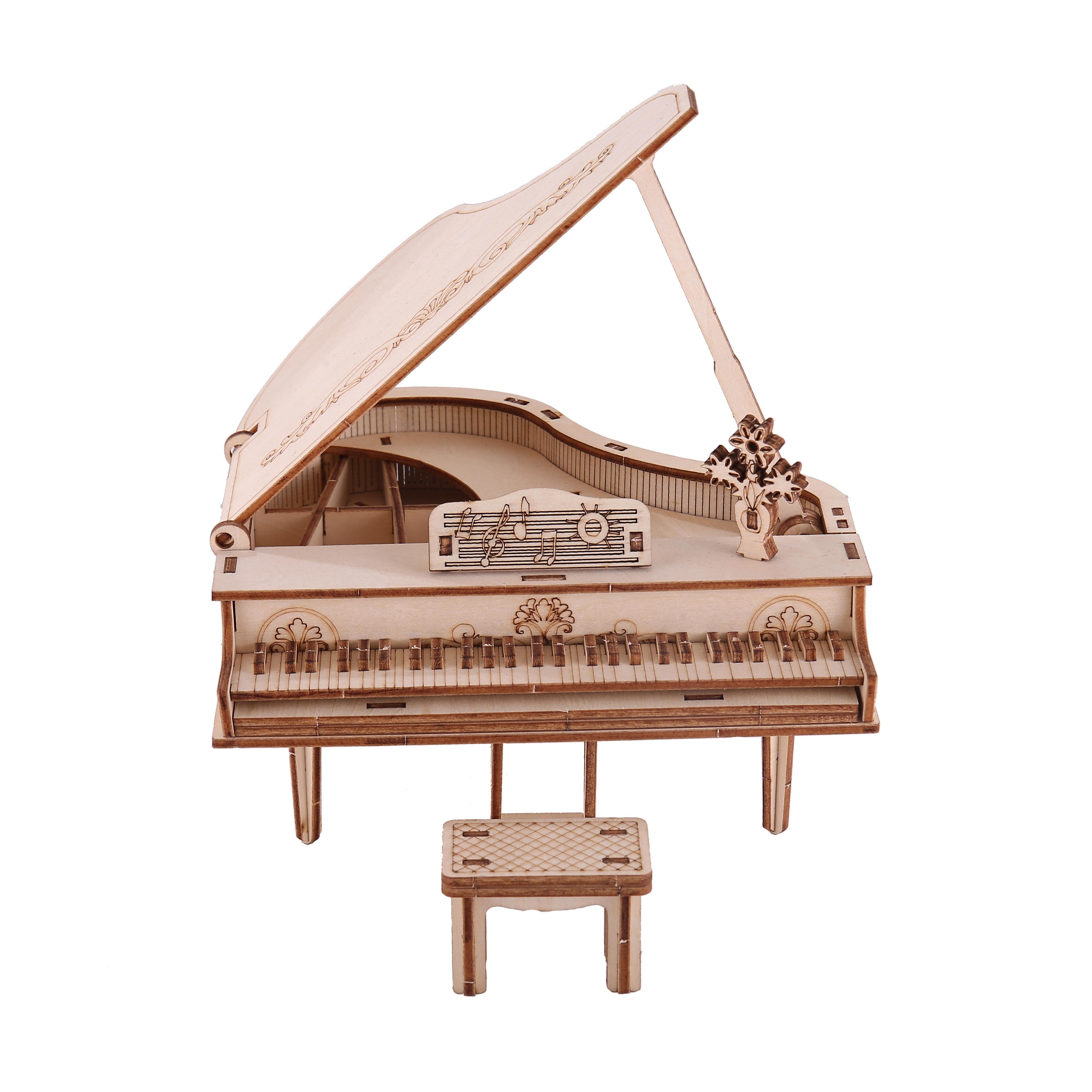 

3D Wooden Puzzle Piano Model Hand Assembled Puzzle DIY Assembly Model, Suitable for Christmas белый