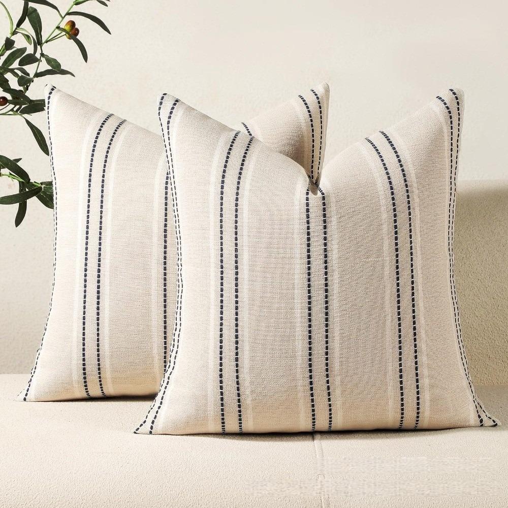 

Striped Pattern Cushion Covers Bohemian Textured Pillow Cases Throw Pillow Covers for Living Room 30x50cm синій