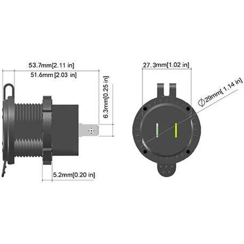 Aluminum Alloy Fast Charge QC 3.0 Dual with Voltmeter Charger DC12V-24V Led Display for Cars Motorcycles ATVs RVs SUVs Boats