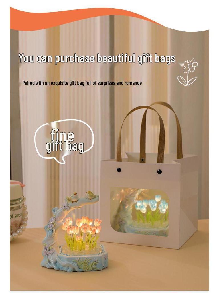 Tulip Handmade Resin Night Light: Creative DIY Ornament for Festivals and Desktop Decor