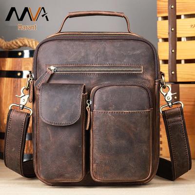 Sac bandoulière Marronte Vintage pour homme en cuir Crazy Horse