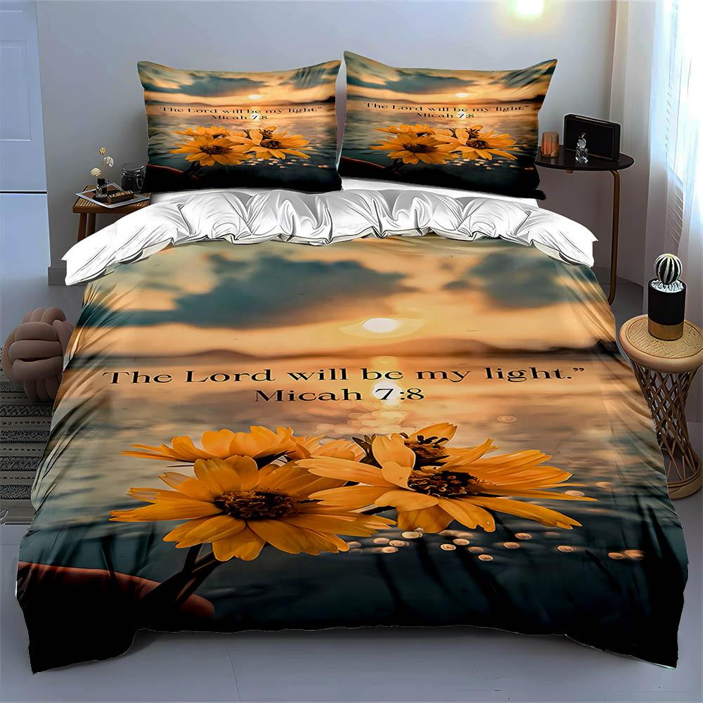 Sunflowers sunset quote Bedding Duvet cover sets Duvet covers Pillowcases gifts (1 * Duvet Cover 2 * Pillowcases, without duvet insert)