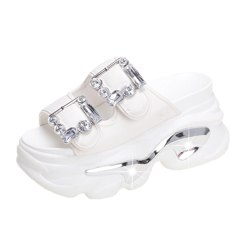 Fashion Women Slippers Female Sandals 9CM Bling High Heels Ladies High Platform Beach Slides New 2025 Summer Chunky Flip Flops Woman