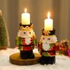 Mini Decorative Christmas Nutcracker Resin Painted Crafts Home Decor Candlelight Dinner Candlestick Stand Candle Holder