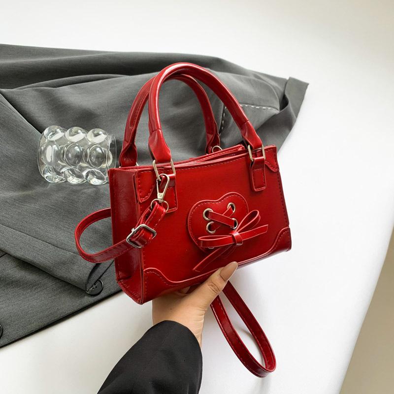 Leichter Luxus Hochwertige Schulter Kleine Quadratische Tasche Herbstmode Schleife Schlichte Pendler Umhängetasche