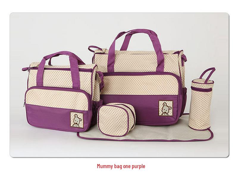 Waterproof Fashion Mommy Bag Set: Multifunctional Crossbody, Large Capacity, Single Shoulder, Handheld, 5 Pieces