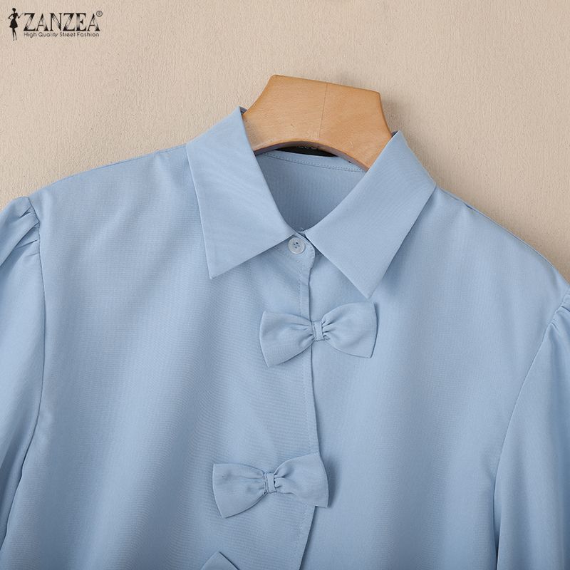 ZANZEA Lässige Bluse mit Umlegekragen und langen Ärmeln für Damen