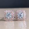 Simple Square Shaped Stud Earrings for Women Full Cubic Zirconia Shiny Wedding Jewelry Statement Earrings Wholesale Lots