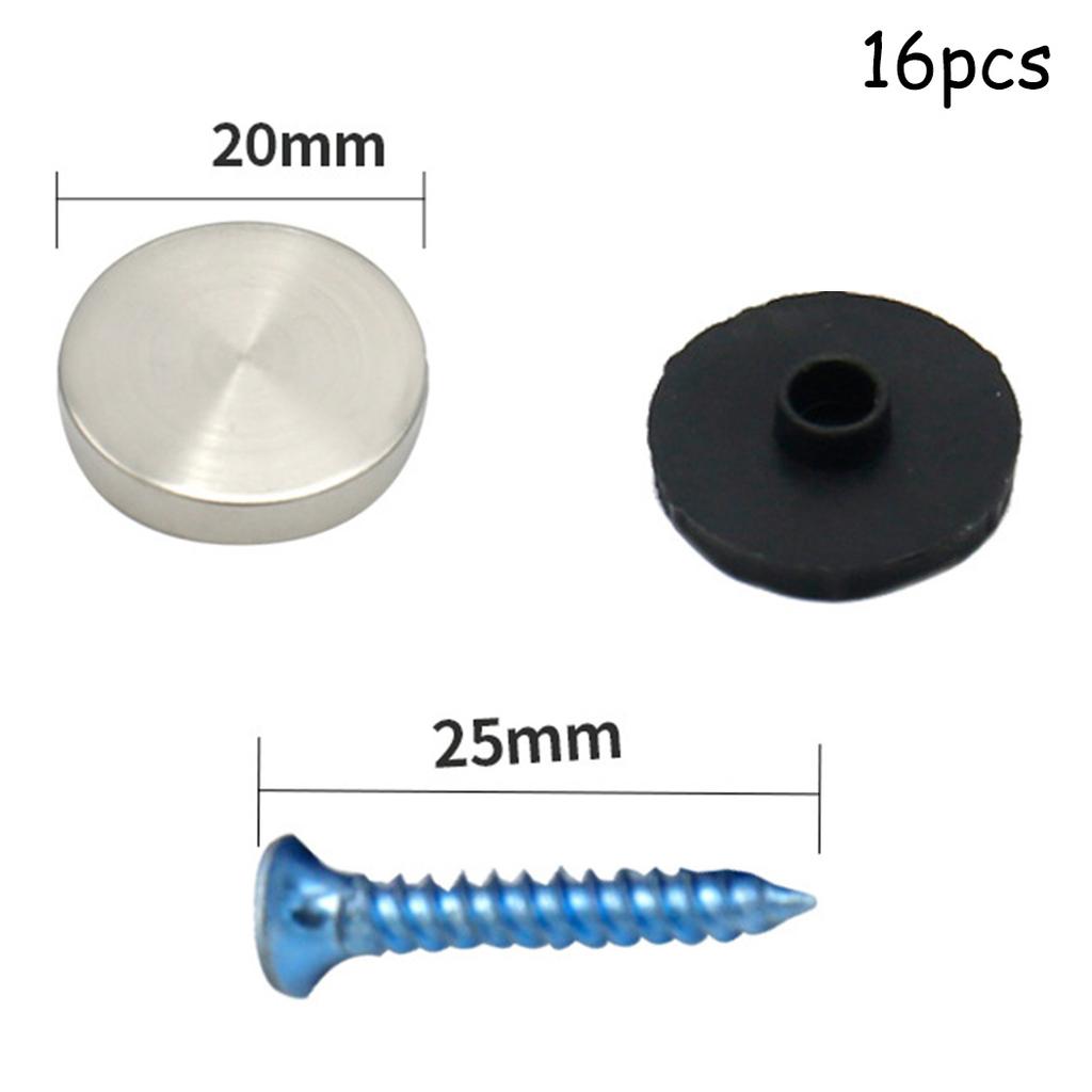 16pcs Stainless Steel Chrome Dome Cap for Screw Covering in Mirror Glass Furniture Bath Panel Sign and Display Installations