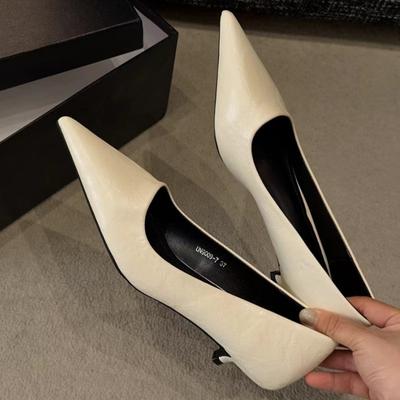 Modische Französische Stil Temperament Damen Pumps 2025 Mode Spitz Zehen Dünne Niedrige Absätze Schuhe Elegante Party Einfarbige Weiche Damen Pumps