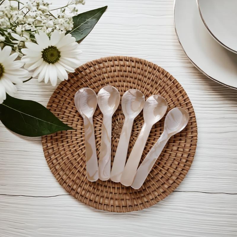 7/9cm Natural Shell Handmade Versatile Creative Ice Cream Spoon For Home Use Spoon Kitchen Tool
