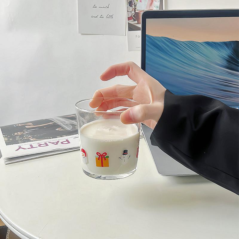Cute Printed Glass Cups, Drinking Glassware , Bubble Cups for Iced Coffee, Juice, Beverage, Milk, Cocktails, Bubble Tea.