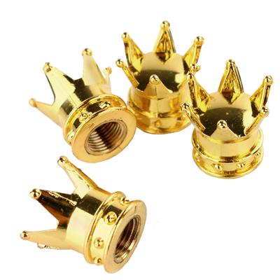4pcs Car Tyre Valve Caps Wheel Tire Dust Covers Protector Gold Crown Caps Cover