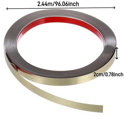 1PC 2.44M/96.06in Mirror Stainless Steel Flat Decorative Lines Wall Stickers Silver Titanium Background Wall Edge Strips