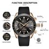 BY BENYAR Watch Watch Chronograph Analog Watch 30M Water Resistant Business Simple Stylish Popular Formal Leather Belt Quartz Watch Gift for Men Black