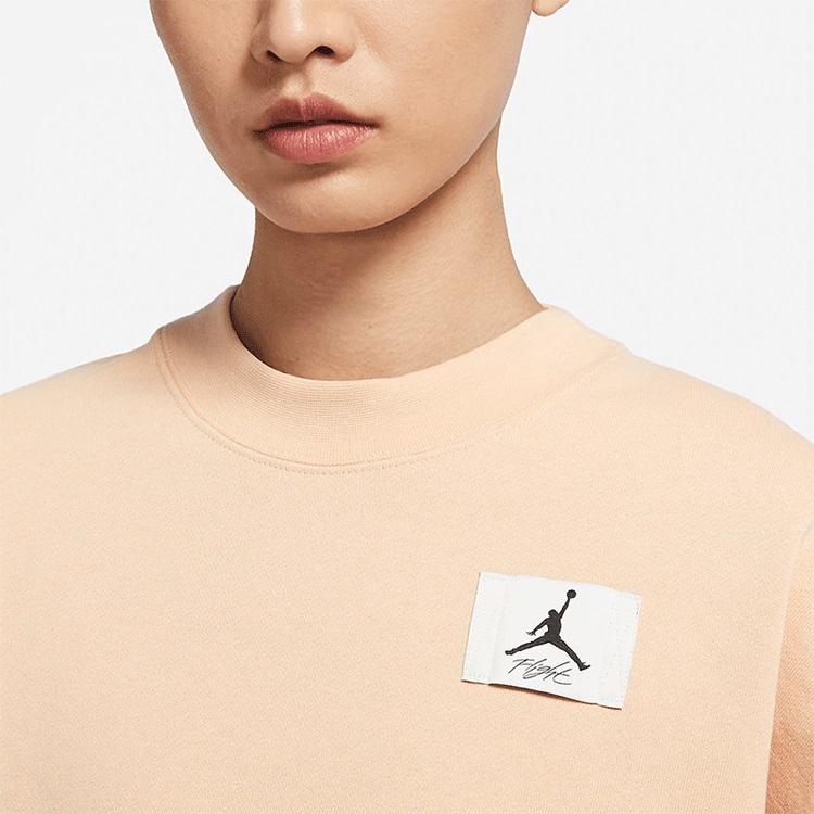 Jordan Logo Embroidered Knit Crewneck Sweatshirt Women Tops Orange DM5190-268