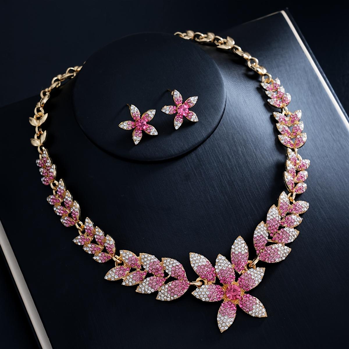 Fashionable starfish necklace and earrings two-piece set, light luxury and elegant bridal wedding jewelry suitable for daily wear розовый