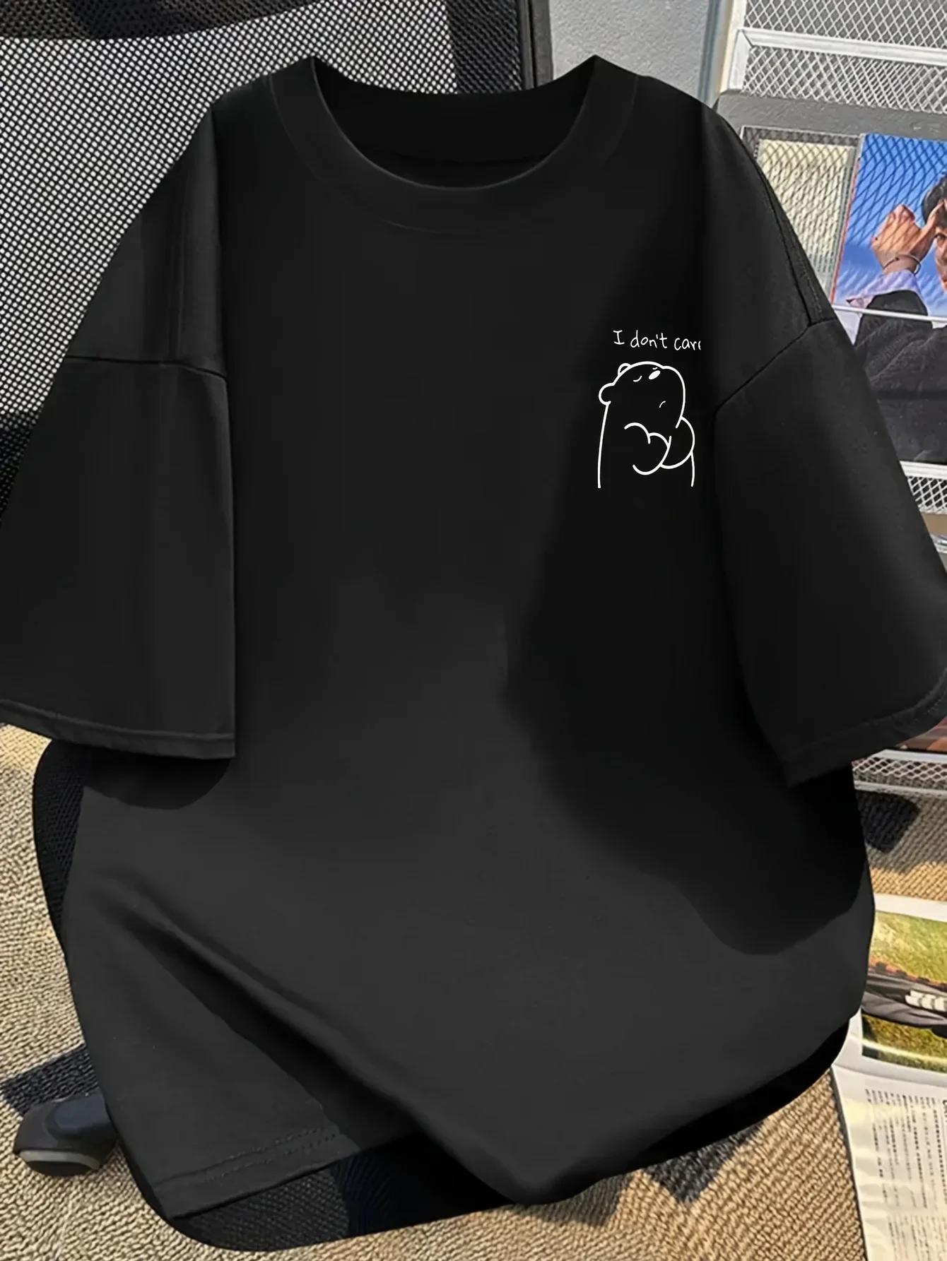 

Простая футболка с коротким рукавом с принтом медведя Повседневный и универсальный стиль Подходит для женской повседневной и прогулочной одежды 4XL