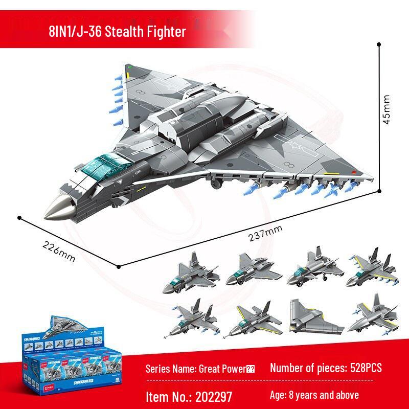Sembo Blocks: 8-in-1 J-36 Stealth Fighter Model Educational Toy for Boys