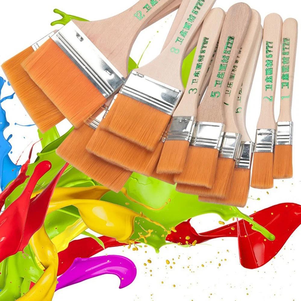 12pcs BBQ Grill Brush Memory Nylon Paint Brushes Set for Acrylic Oil Drawing Watercolor Wooden Painting Brush Tools Art Supplies