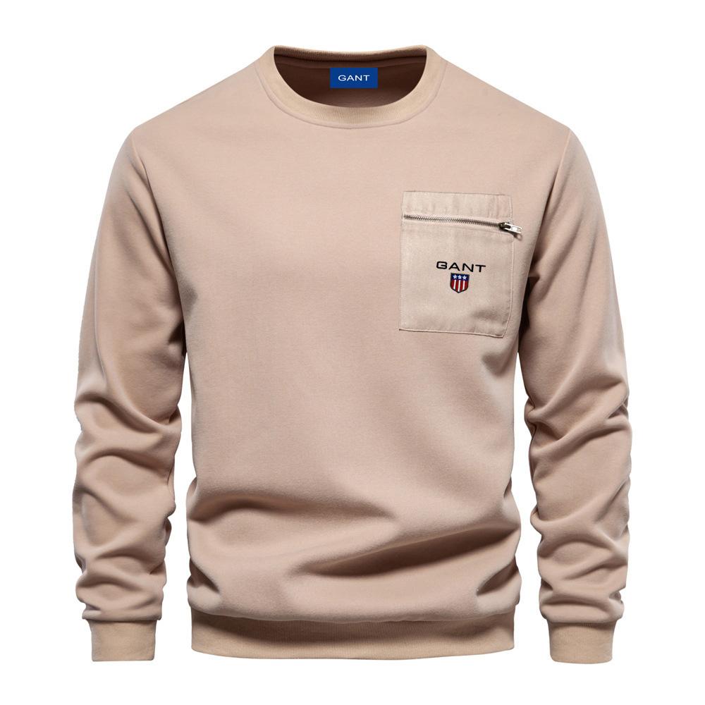 

GANT Embroidered Autumn Men s New Long Sleeved Solid Color Hoodie Trend Loose Casual Versatile Round Neck Hoodie XXL