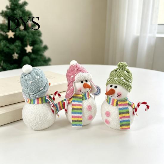 Warm White LED Hanging Decor Lighted Snowman Christmas Ornament with Knitted Hat, Light Window Display Decoration Pendant for Tree, Cute Tabletop