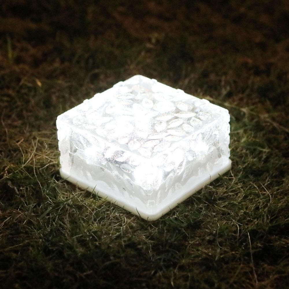 White/Warm White Light Ice Cube Brick Lights Solar Pathway Landscape Lamp  Outdoor