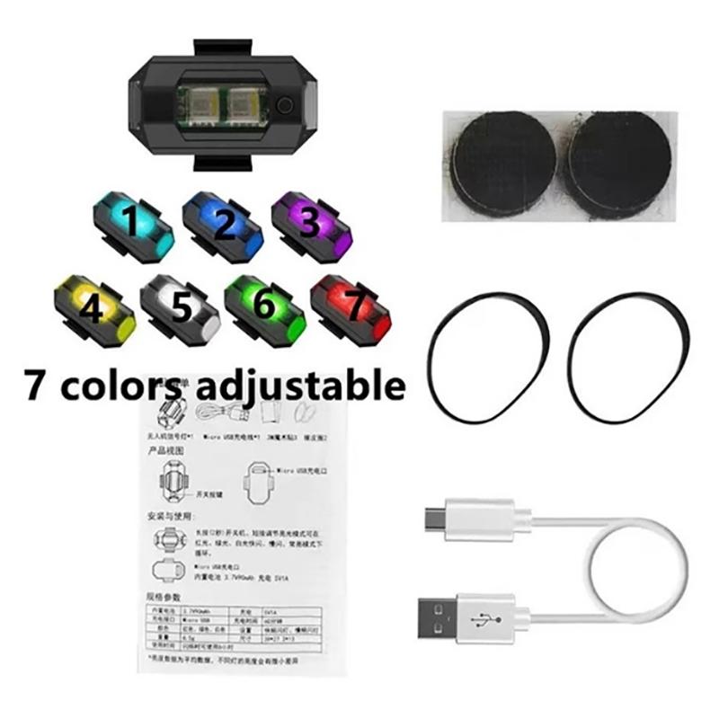 Siebenfarbige Flugzeuglichter Blinklichter Wiederaufladbares Positionslicht Drohne Magnetische Saugmodifikation Universal Fahrradmotor