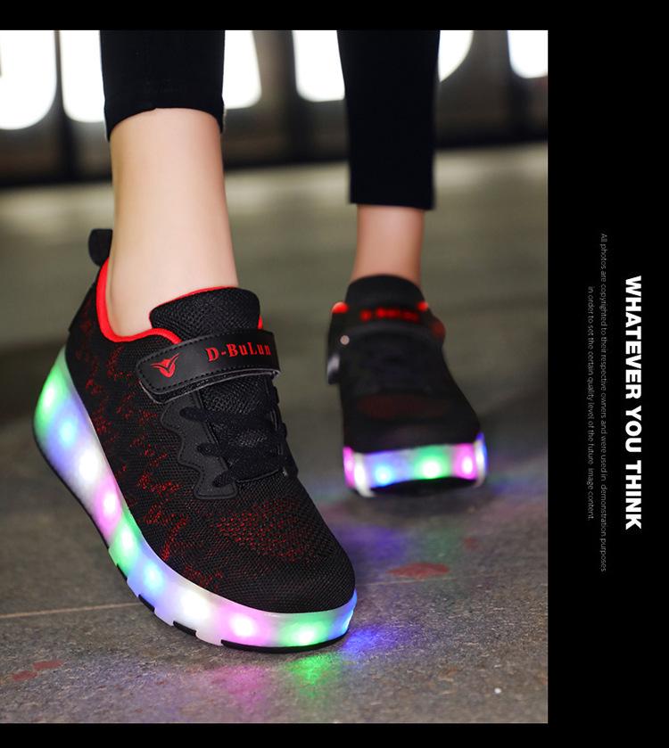 LED Light-Up Roller Shoes: Single/Double Wheel Wheeled Skates for Students