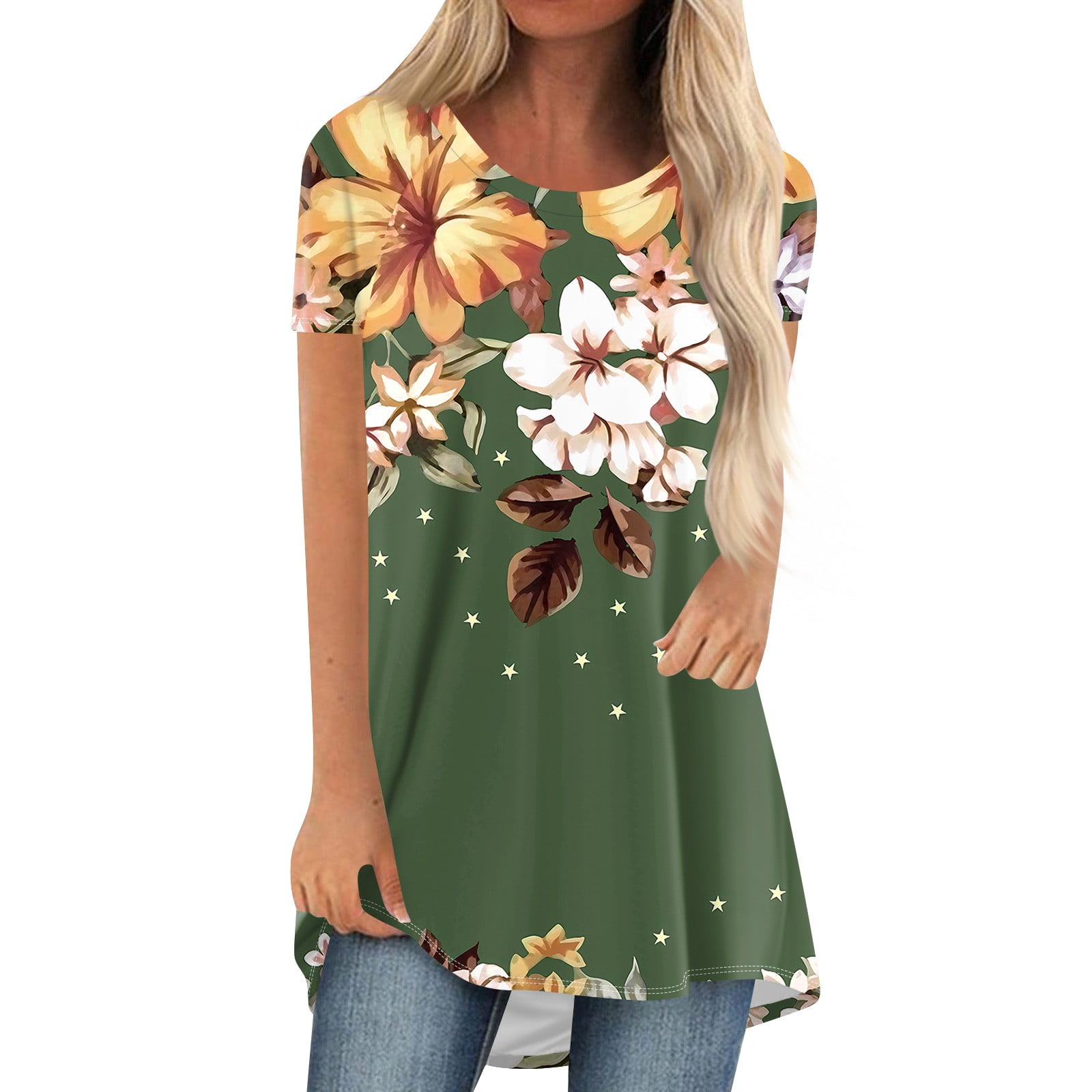 

Новые футболки с цветочным принтом 3D, женские футболки с коротким рукавом и круглым вырезом, уличная одежда, большие туники, топы Y2K, футболки, женская одежда 6XL