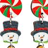 Christmas Dangle Earrings 1 Pair Wooden Drop for Women, Cute Santa Red Green Holiday Decor Gingerbread Candy Cane Earrings, Vintage Jewelry