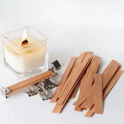 10 Sets Natural Wood Wax Wick DIY Candle Material Soy Wax Aromatherapy Smokeless Environmental Protection Wood Chip Wick Holder
