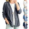 Women's Casual Open Front Cardigan Denim Look Jacket Long Sleeve Button Down Lightweight Outerwear for Everyday Wear