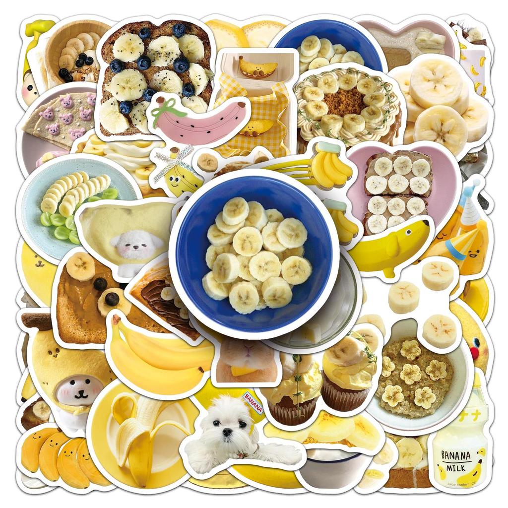 50-Piece Banana Style Waterproof Stickers Set for DIY Water Bottles and Journals