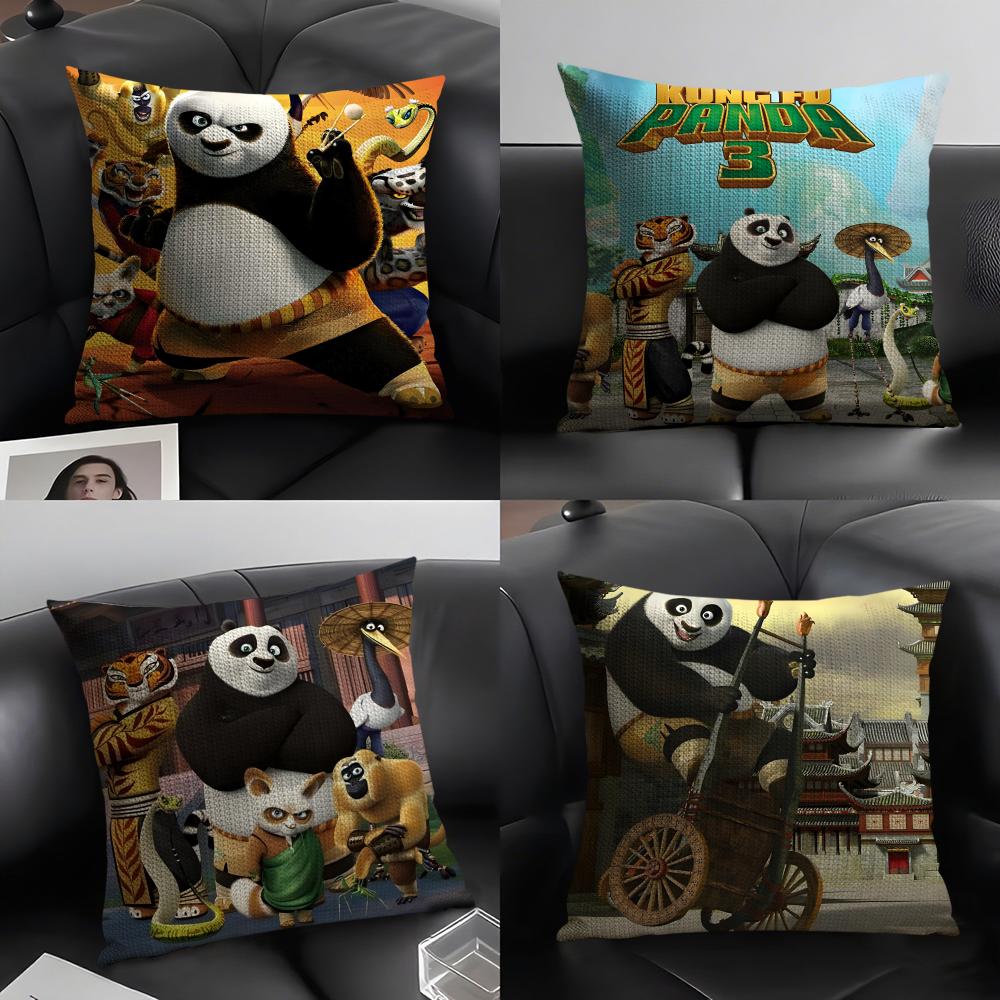 Shunika Chen Unisex Anime Cartoon Movie Panda Cute K-Kung Cool Fu Linen Cushion Covers For Decorative Sofa Home Pillows Case Car Chair Pillows Cases
