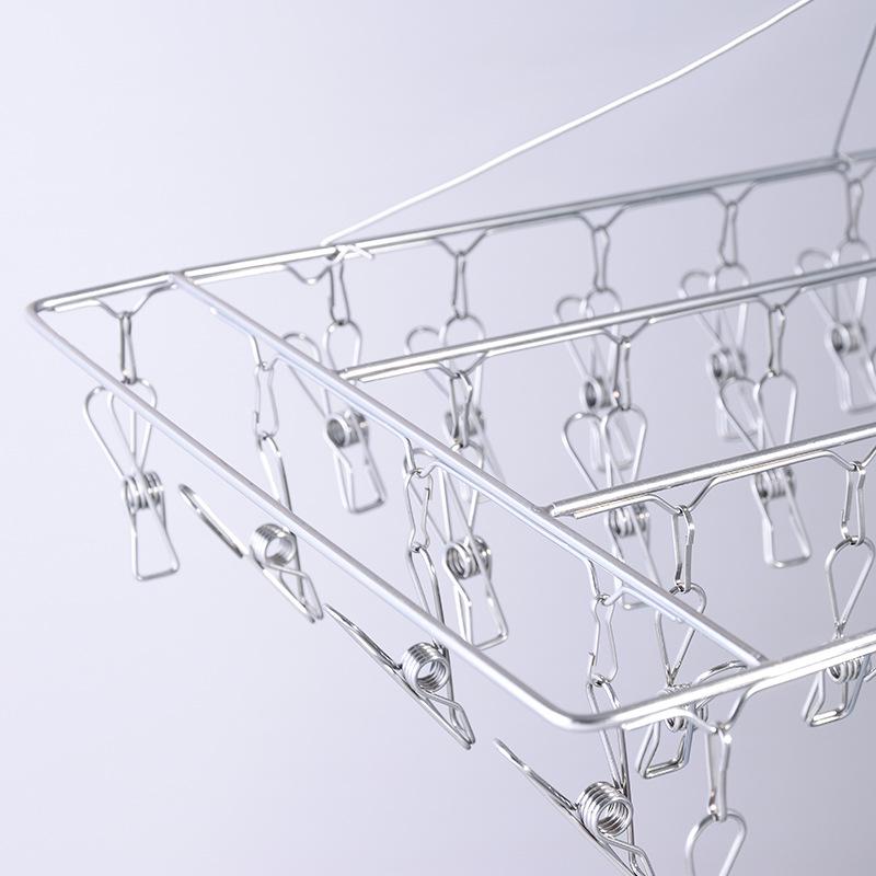 Thickened Stainless Steel Sock and Multi-Clip Drying Rack with 36 Clips – Multi-Functional Clothes Rack