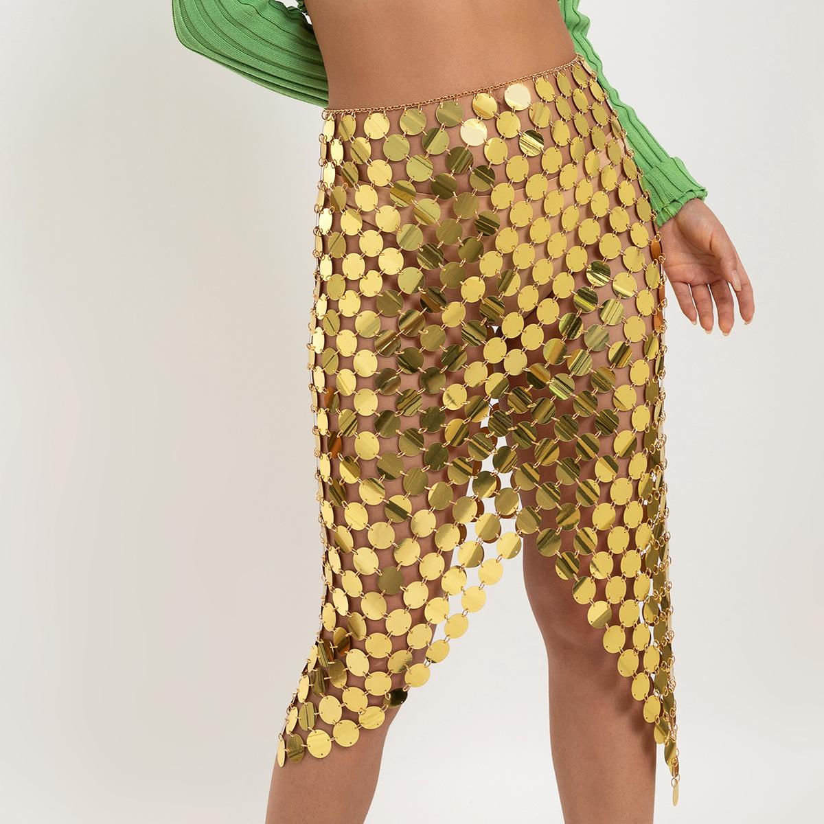 

Пляжное шоу круглая цепочка для тела, сексуальная контрастная цветная юбка с ручной вышивкой пайетками для женщин