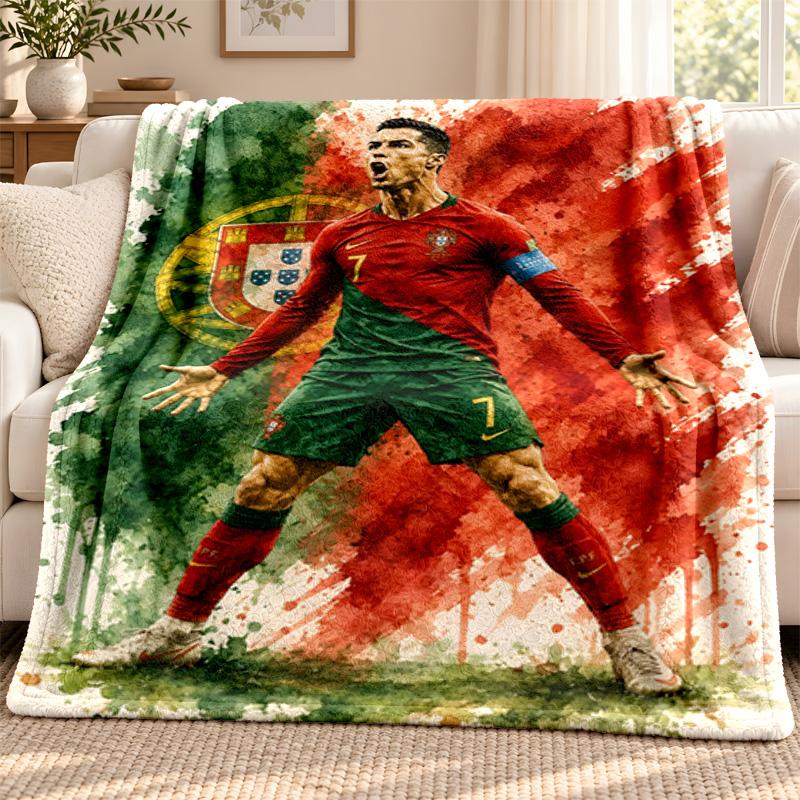 Cristiano Ronaldo Blanket Flannel Blanket Soft Cozy Plush Throw for Sofa Bed Lightweight Home Decoration Outdoor Camping