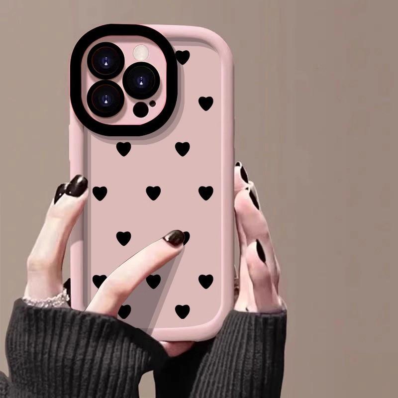 Soft Silicone Phone Case With Full-Screen Heart IPhone 14 Pro Max 15 13 16 Plus - Cute Kawaii Style Protective Cover