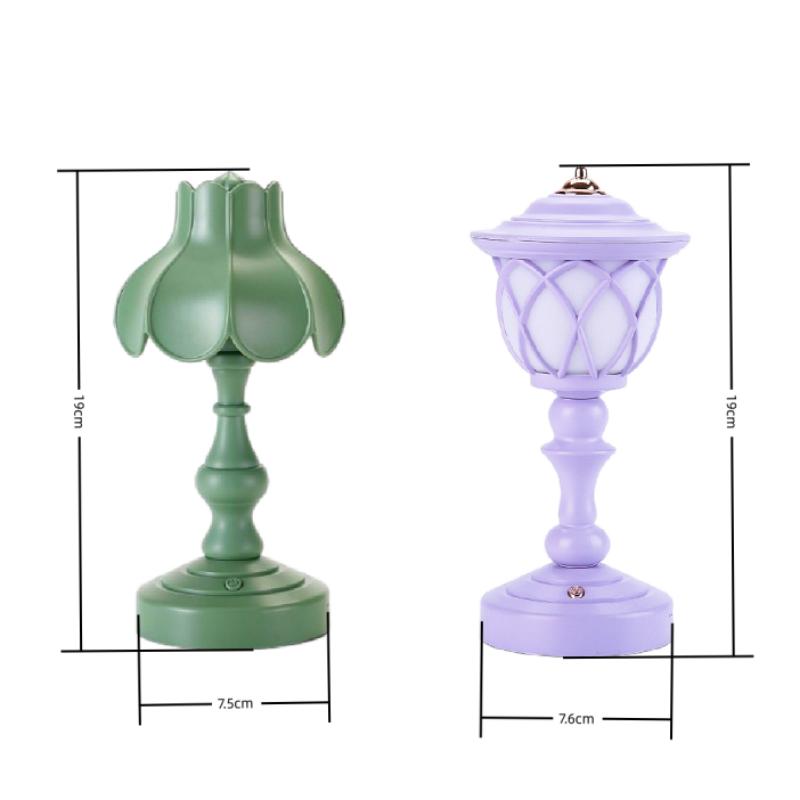 Retro Lotusblad Nattlampa Skrivbord Mini Dekorativa Ornament USB-Laddning Macaron-stil Sängbelysning Liten Bordslampa